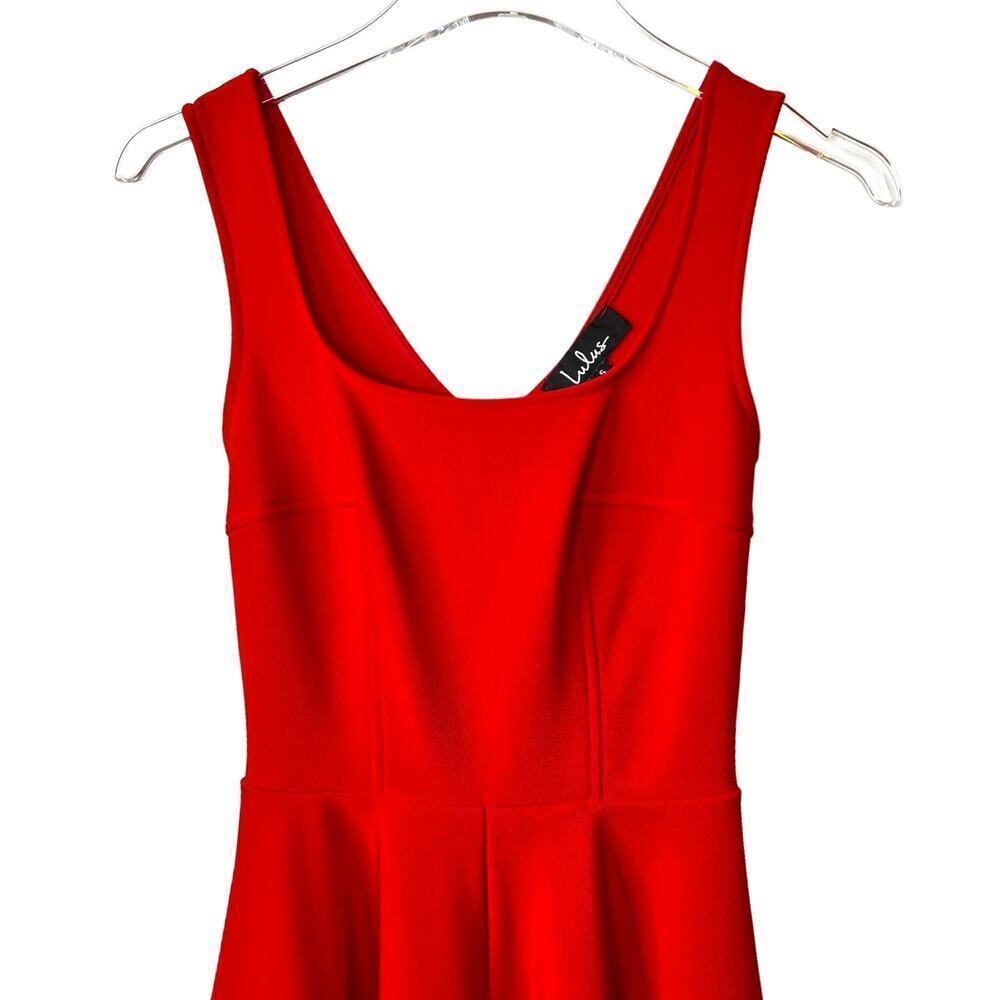 LULUS Home Before Daylight Red Square Neck Sleeveless Skater Dress Size Small - Picture 5 of 10